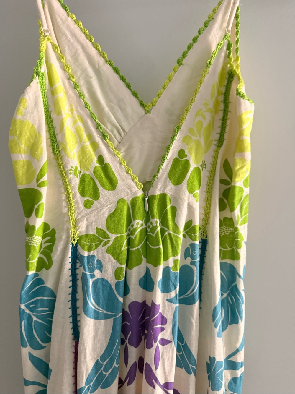 Farm Rio Embroidered printed multicolor rainbow linen-blend maxi dress - Picture 6 of 8